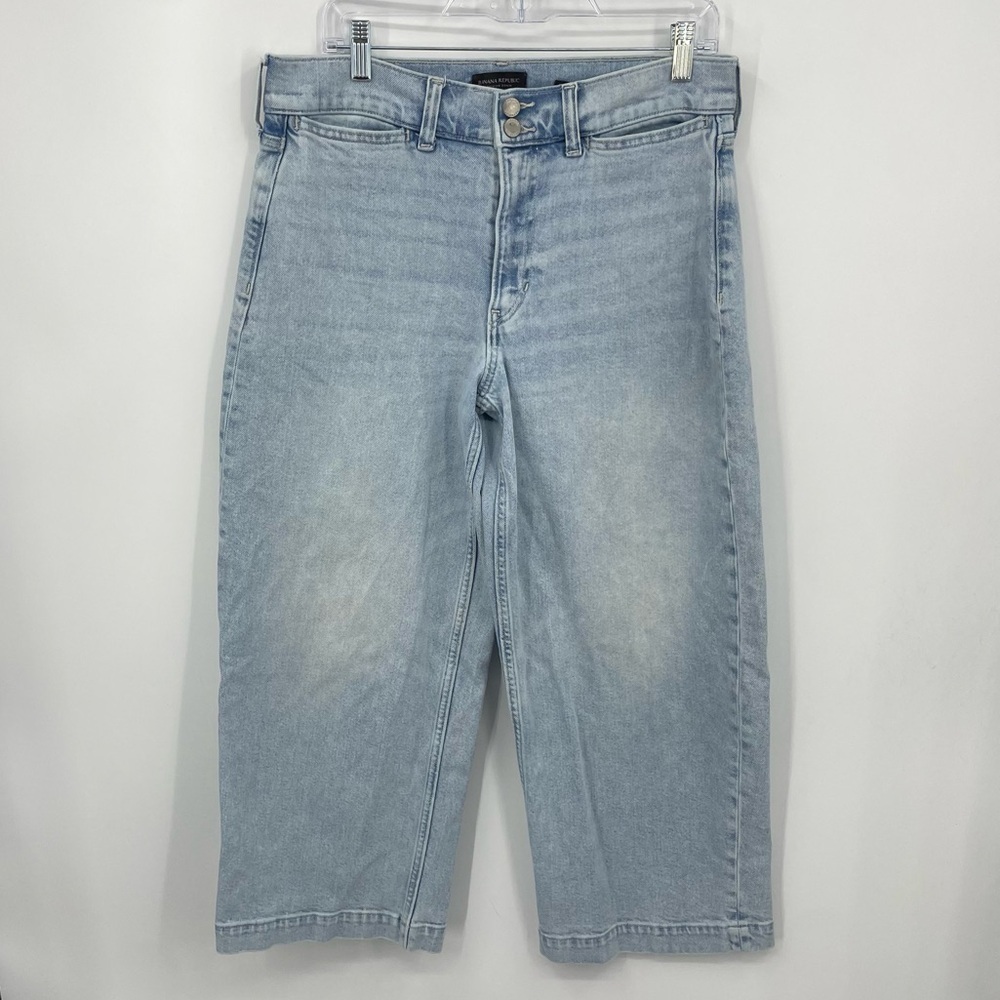 Banana Republic High Rise Wide Leg Crop Jeans Womens 30 Short Blue Light Wash